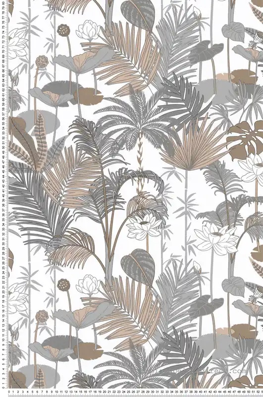 Livraison Express Papier peint Jungle Echappée Belle gris beige - Jardin d‘Eden de Lutèce Réf. LTC-51251109