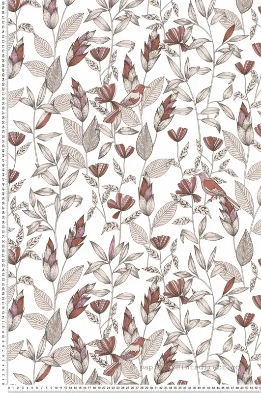 Papier peint Fleur Little Bird prune - Jardin d‘Eden de Lutèce Réf. LTC-51246110 Achat Immédiat