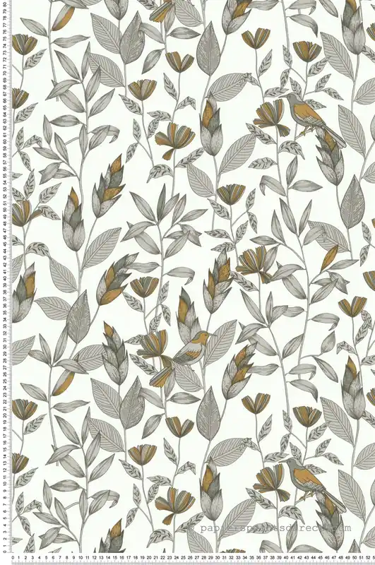 Papier peint Fleur Little Bird vert moutarde - Jardin d‘Eden de Lutèce Réf. LTC-51246104 Satisfait Ou Remboursé