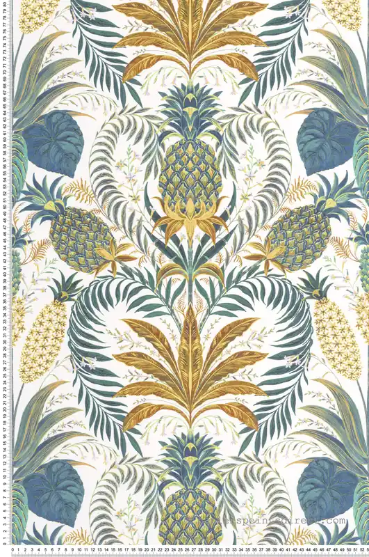 Seulement Aujourd'hui Papier peint Jungle Ananas Samba bleu canard - Rio de Casadéco Réf. RIOC201827203