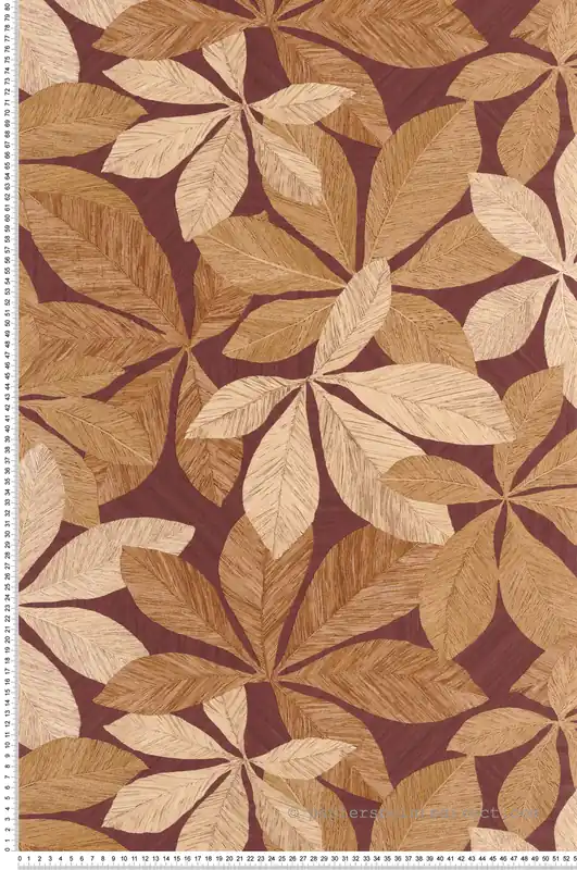 Bon Plan Papier peint Feuillage Lignaria bordeaux - Woodline de Casélio Réf. WOD106838078