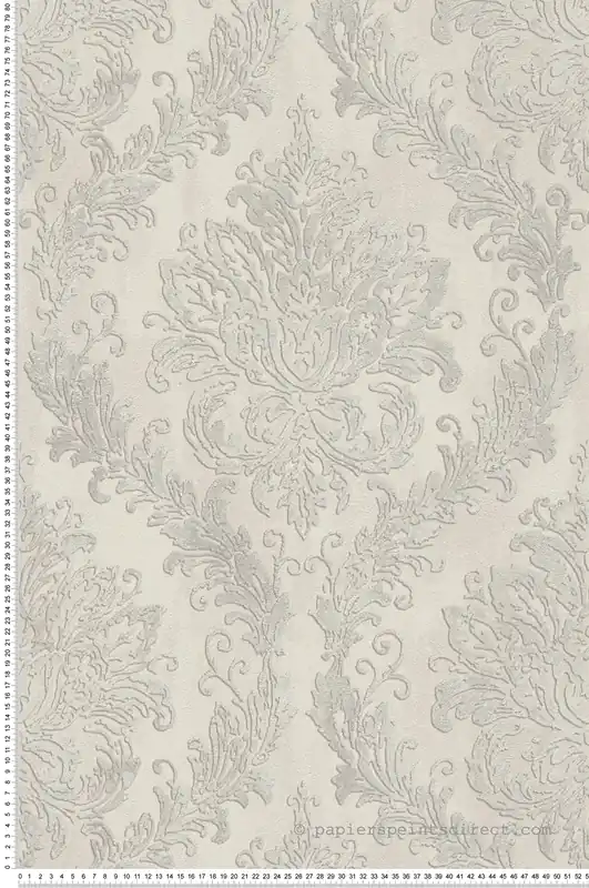 Affaire À Saisir Papier peint Baroque Médaillon gris perle argenté - History of Art 2 d‘AS Création Réf. AS-790494