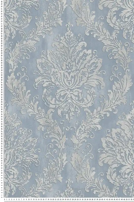 Acheter En Ligne Papier peint Baroque Médaillon bleu argenté - History of Art 2 d‘AS Création Réf. AS-790491