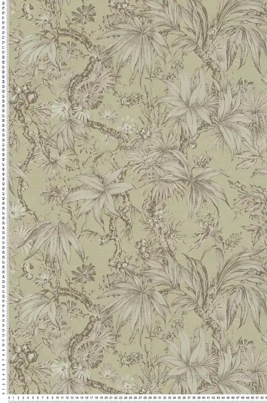 Satisfait Ou Remboursé Papier peint Jungle Feuillage vert amande métallisé - History of Art 2 d‘AS Création Réf. AS-790475