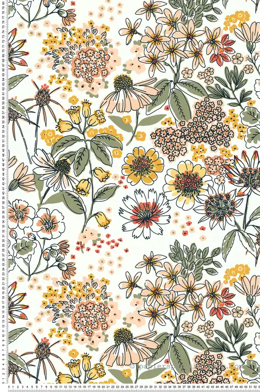 Offre Exclusive Papier peint Petit Bouquet corail vert - Les Essentiels de Lutèce Réf. LTC-51235003