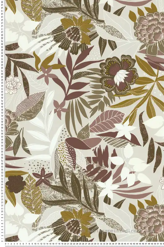 Vente Flash Papier peint Feuilles Primavera prune - Les Essentiels de Lutèce Réf. LTC-51248003