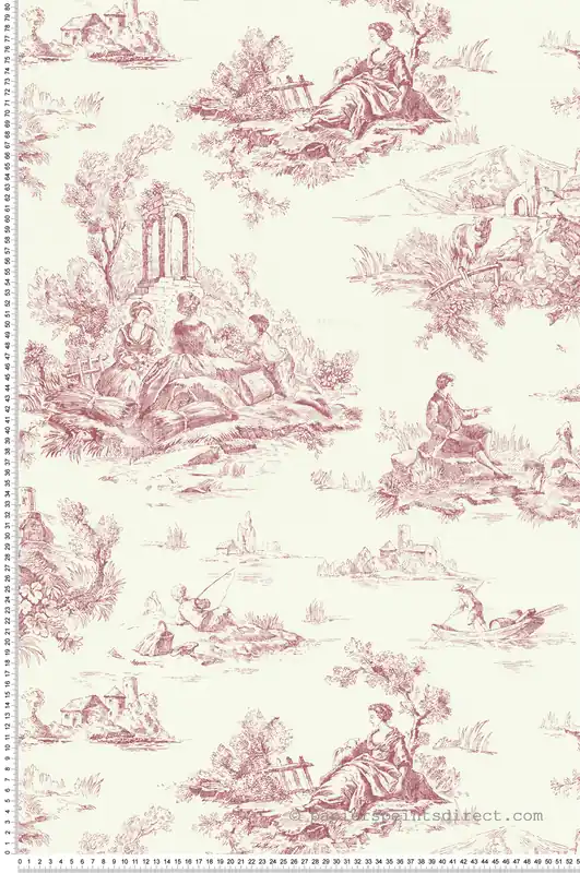 Papier peint Toile De Jouy framboise - Les Essentiels de Lutèce Réf. LTC-51247910 Usine Directe