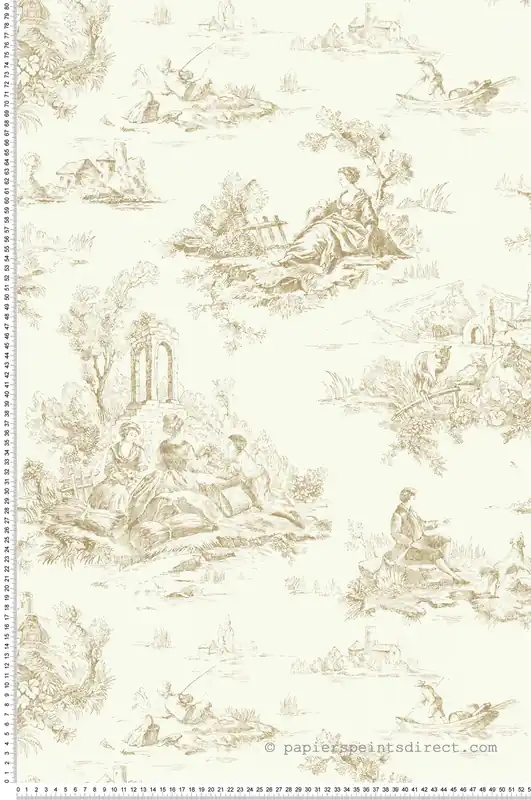 Acheter En Ligne Papier peint Toile De Jouy beige - Les Essentiels de Lutèce Réf. LTC-51247907