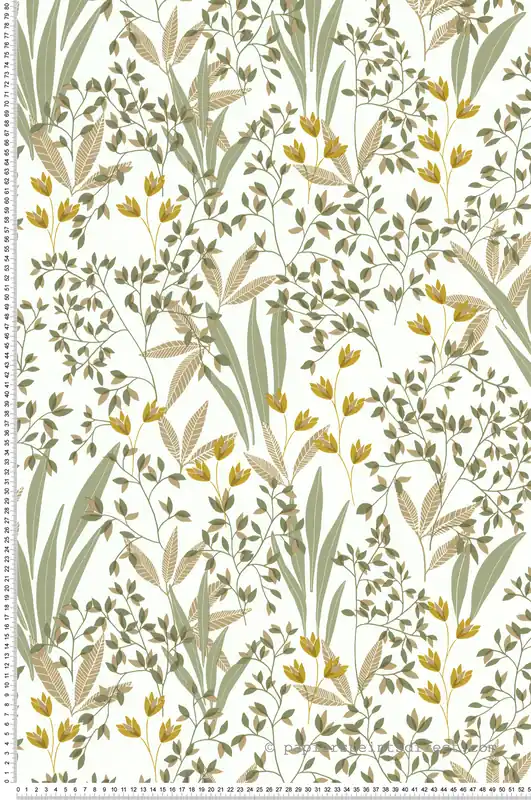 Papier peint Floris vert moutarde - Les Essentiels de Lutèce Réf. LTC-51246902 Certifié