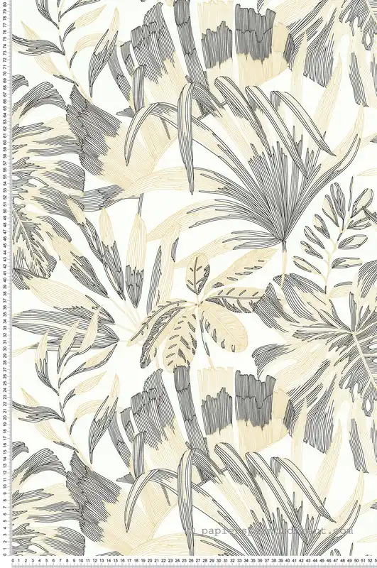 Papier peint Palmes Symphonie Tropical noir doré - Les Essentiels de Lutèce Réf. LTC-51246009 Solde