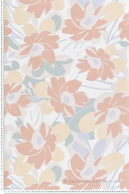 Authentique Papier peint Fleuri Tropimass saumon - Les Essentiels de Lutèce Réf. LTC-51244205