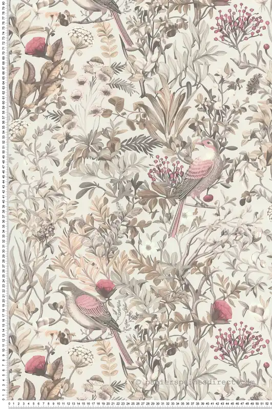 Authentique Papier peint Birds Of Paradise beige rose - Les Essentiels de Lutèce Réf. LTC-51240803