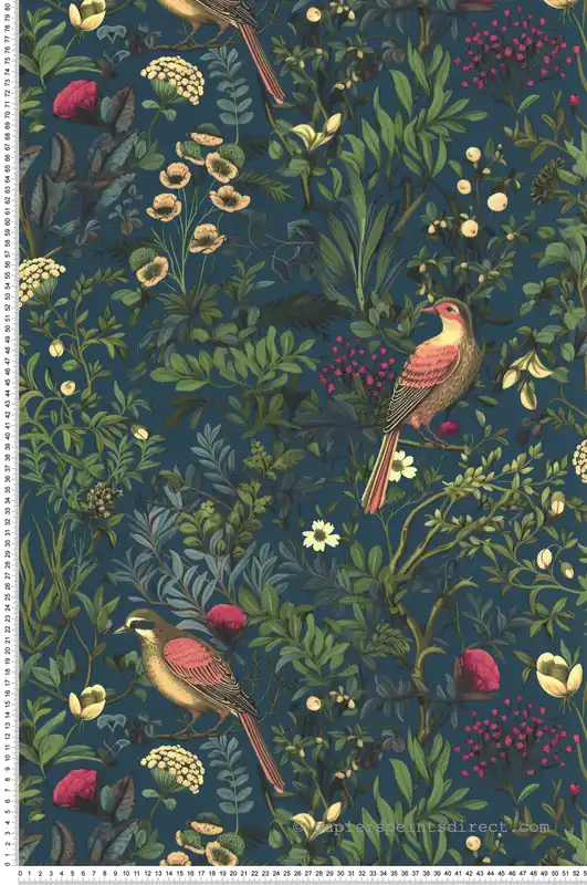 Papier peint Birds Of Paradise bleu canard - Les Essentiels de Lutèce Réf. LTC-51240801 Marque