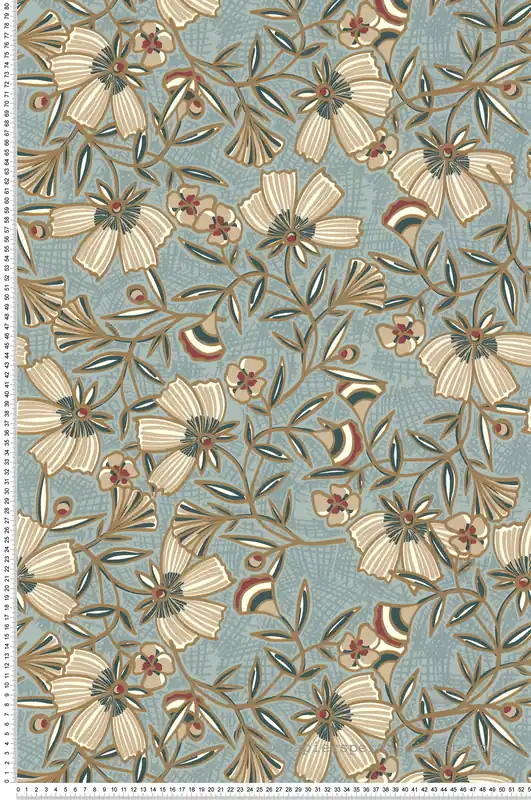 Papier peint Fleurs Folles Plumettes bleu doré - Les Essentiels de Lutèce Réf. LTC-51235109 Commander Maintenant