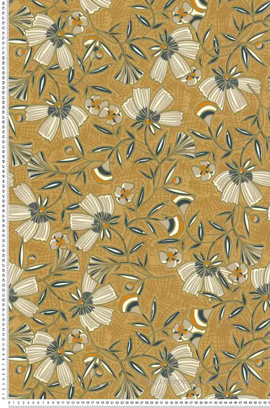 Réduction Papier peint Fleurs Folles Plumettes ocre doré - Les Essentiels de Lutèce Réf. LTC-51235102