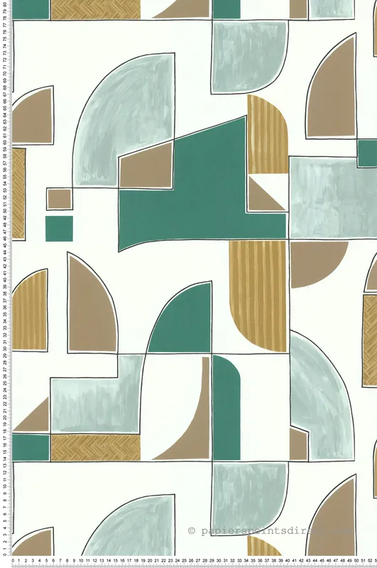 Dernière Chance Papier peint Patchwork Macramé vert - Les Essentiels de Lutèce Réf. LTC-51234904