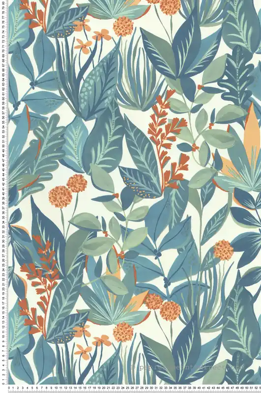 Expédié Aujourd'hui Papier peint Pompon Floral bleu canard - Les Essentiels de Lutèce Réf. LTC-11250904