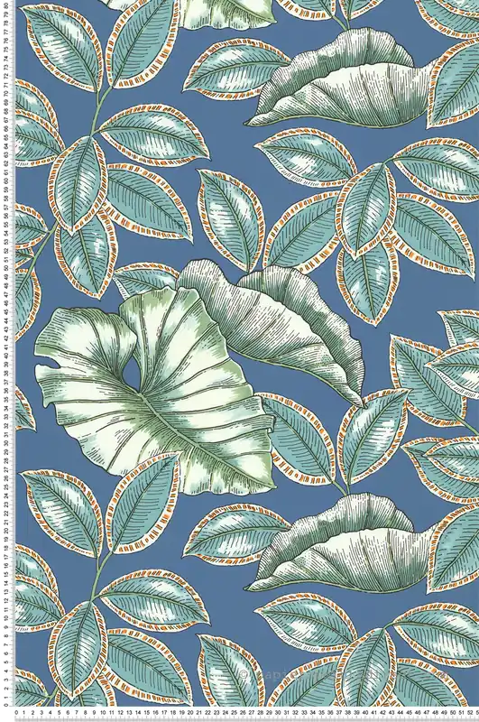 Retour Gratuit Papier peint Feuille Seychelles bleu - Les Essentiels de Lutèce Réf. LTC-11250701