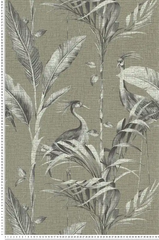 Haute Qualité Papier peint Oiseau Grue vert de gris - Les Essentiels de Lutèce Réf. LTC-11250404