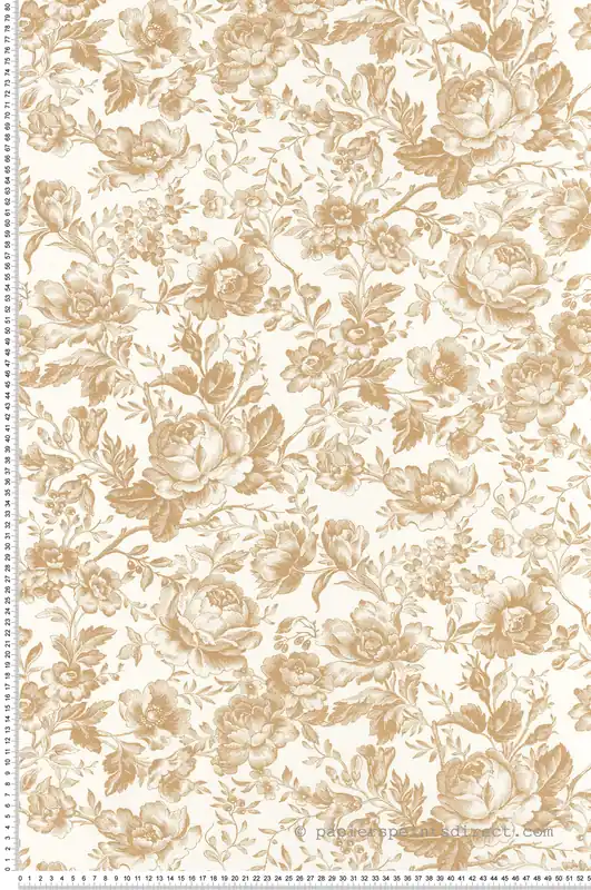 Achat Immédiat Papier peint Fleuri Celestine beige mordoré - Les Belles Toiles De Jouy 2 de Casadéco Réf. BTJD201721331