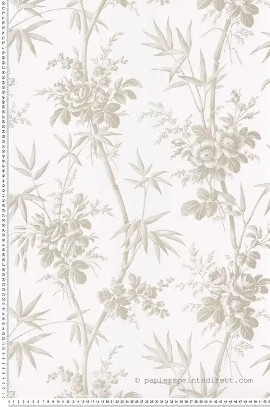 Bon Plan Papier peint Fleurs Flânerie argenté - Les Belles Toiles De Jouy 2 de Casadéco Réf. BTJD201709339