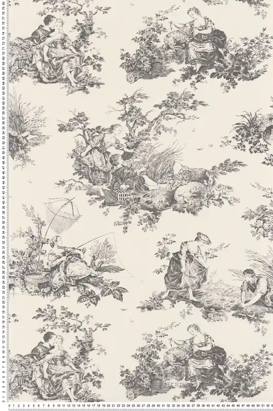 Satisfait Ou Remboursé Papier peint Scene D‘Été noir fusain - Les Belles Toiles De Jouy 2 de Casadéco Réf. BTJD87919612