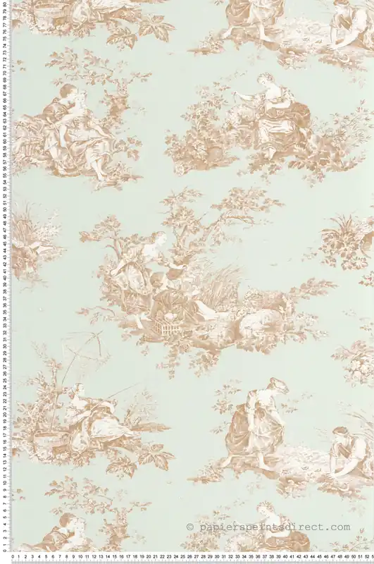 Bon Marché Papier peint Scene D‘Été bleu d‘eau - Les Belles Toiles De Jouy 2 de Casadéco Réf. BTJD87917272