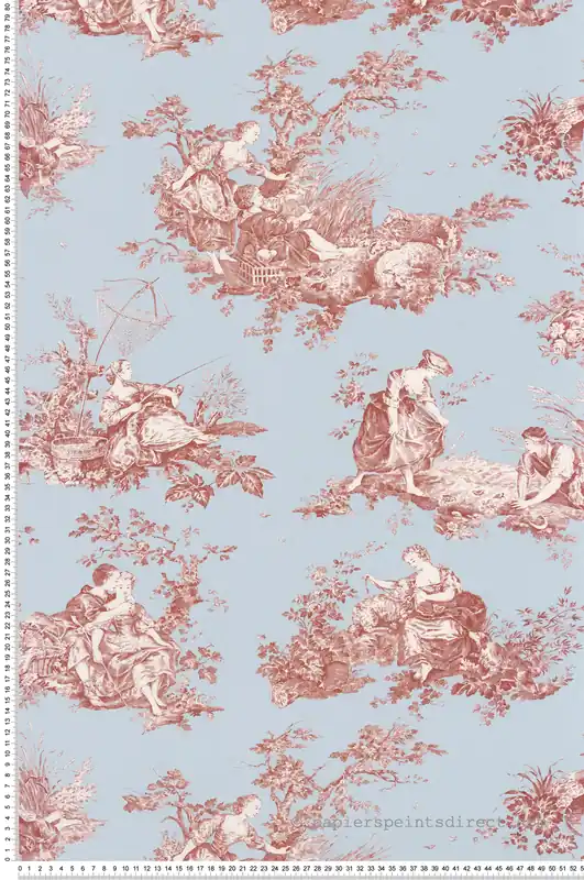 Haute Qualité Papier peint Scene D‘Été rouge grenat - Les Belles Toiles De Jouy 2 de Casadéco Réf. BTJD87916808