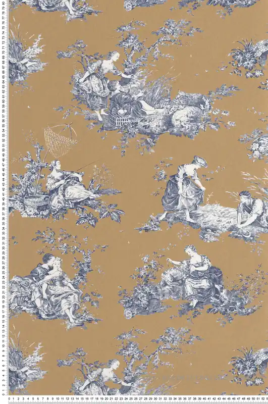 Expédition Rapide Papier peint Scene D‘Été ocre brun - Les Belles Toiles De Jouy 2 de Casadéco Réf. BTJD87912606
