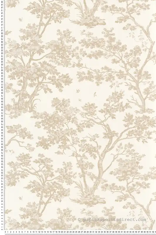 Acheter En Ligne Papier peint Arbre beige - Les Belles Toiles De Jouy 2 de Casadéco Réf. BTJD81521122