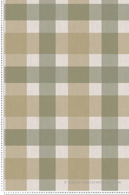 Papier peint Vichy Grand Carreau vert olive - Stripes & Checks de Montecolino Réf. MC-ST38425 Livraison Express