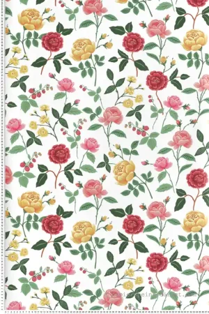 Meilleure Vente Papier peint Fleurs Romantiques rouge vert - Rifle Paper Co. 3 de York (Initiales) Réf. INI-RF7546