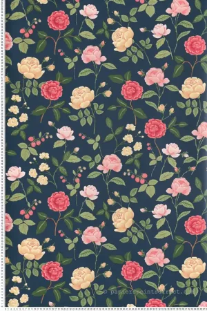 Papier peint Fleurs Romantiques marine rose - Rifle Paper Co. 3 de York (Initiales) Réf. INI-RF7544 Super Prix