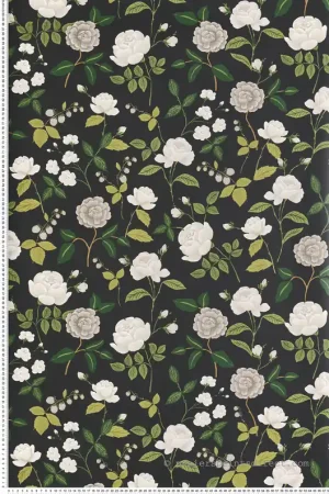 Nouvel Arrivage Papier peint Fleurs Romantiques noir gris - Rifle Paper Co. 3 de York (Initiales) Réf. INI-RF7542