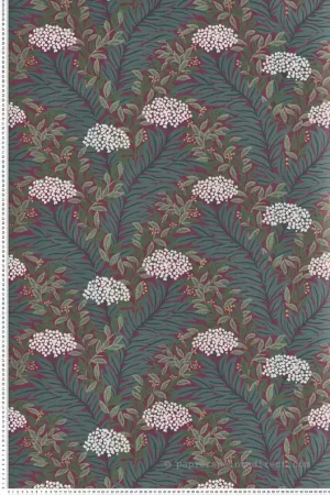 Papier peint Végétal Flora Highgrove magenta doré - Rifle Paper Co. 3 de York (Initiales) Réf. INI-RF7506 Pas Cher