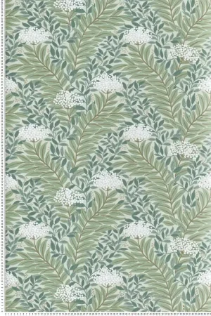 Marque Papier peint Végétal Flora Highgrove vert pâle doré - Rifle Paper Co. 3 de York (Initiales) Réf. INI-RF7503