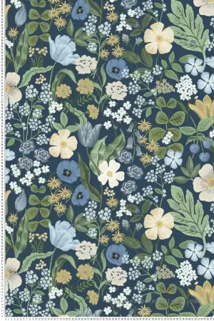 Satisfait Ou Remboursé Papier peint Floral Blossom bleu nuit - Rifle Paper Co. 3 de York (Initiales) Réf. INI-RF7494