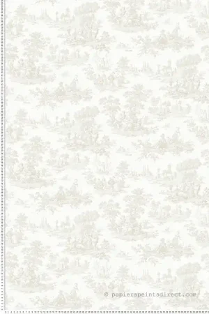 Nouvelle Collection Papier peint Toile de Jouy Vintage grège - Alice et Rose de Lutèce Réf. LTC-VI81005