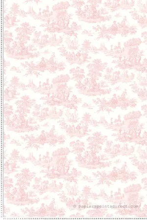 Papier peint Toile de Jouy Vintage rose - Alice et Rose de Lutèce Réf. LTC-VI81001 Prix Cassé