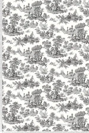 Top Vente Papier peint Toile de Jouy Vintage anthracite - Alice et Rose de Lutèce Réf. LTC-VI81000