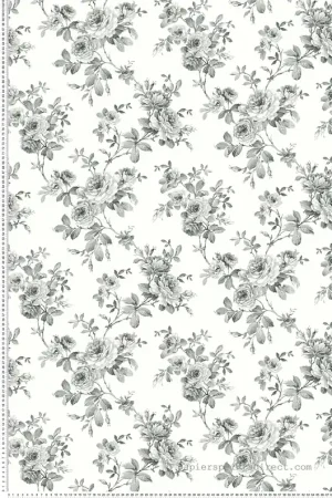 Petit Prix Papier peint Roses Pivoines Fleurs gris anthracite - Alice et Rose de Lutèce Réf. LTC-VI81700