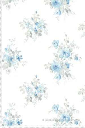 Papier peint Classique Bouquets bleu - Alice et Rose de Lutèce Réf. LTC-VI80912 Commande En Gros