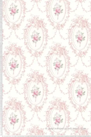 Papier peint Médaillon Fleuri Classique rose - Alice et Rose de Lutèce Réf. LTC-VI80301 Offre Exclusive