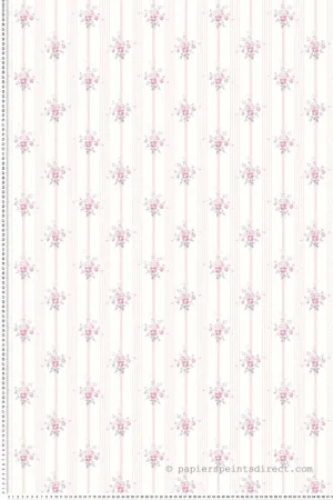 Bon Marché Papier peint Rayures Fleurs fuchsia - Alice et Rose de Lutèce Réf. LTC-VI80211
