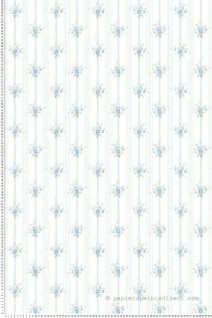 Papier peint Rayures Fleurs bleu - Alice et Rose de Lutèce Réf. LTC-VI80202 Offre Exclusive