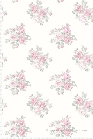Papier peint Romantique Bouquet Fleuri rose pâle - Alice et Rose de Lutèce Réf. LTC-VI80011 Retour Gratuit