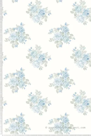 Papier peint Romantique Bouquet Fleuri bleu - Alice et Rose de Lutèce Réf. LTC-VI80002 Retour Gratuit