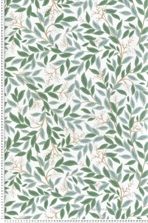 Papier peint Feuillage Scandinave Willowberry vert menthe doré - Rifle Paper Co. 3 de York (Initiales) Réf. INI-RF7464 Pas Cher