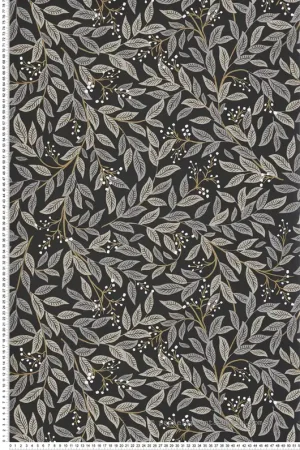 Papier peint Feuillage Scandinave Willowberry noir doré - Rifle Paper Co. 3 de York (Initiales) Réf. INI-RF7462 Affaire À Saisir
