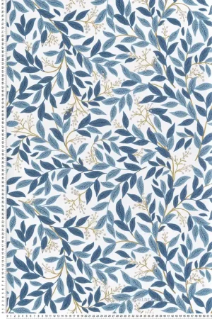 Papier peint Feuillage Scandinave Willowberry bleu doré - Rifle Paper Co. 3 de York (Initiales) Réf. INI-RF7461 Certifié